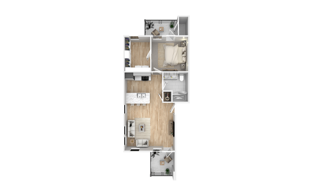 Verde - 1 bedroom floorplan layout with 1 bathroom and 759 square feet