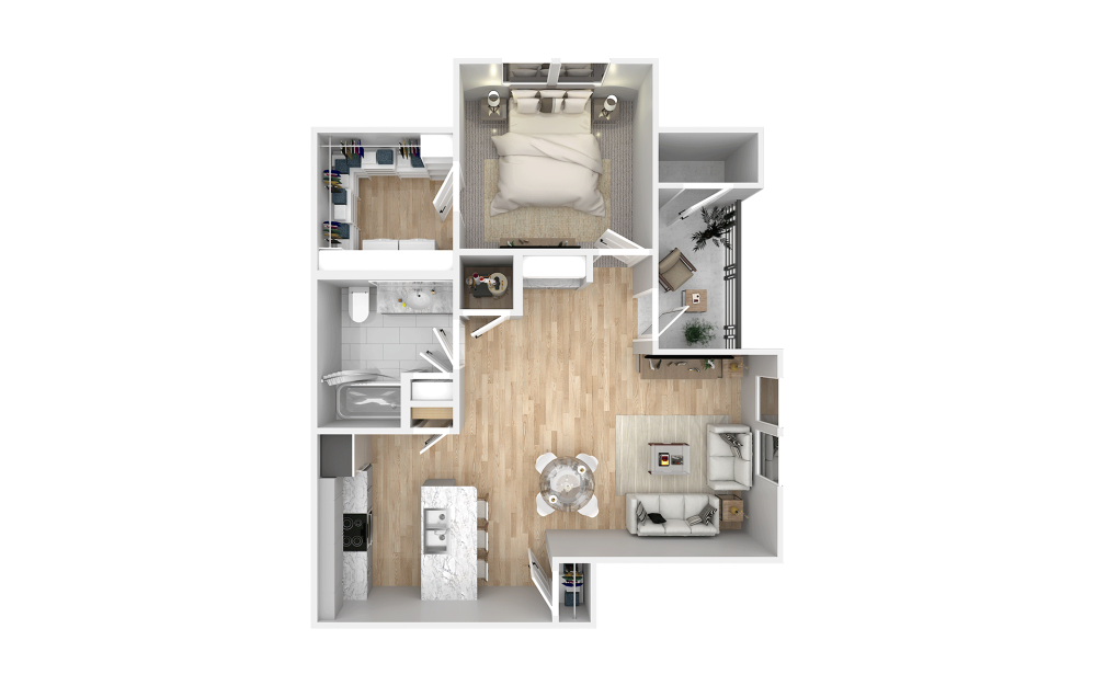 Violeta - 1 bedroom floorplan layout with 1 bathroom and 775 square feet