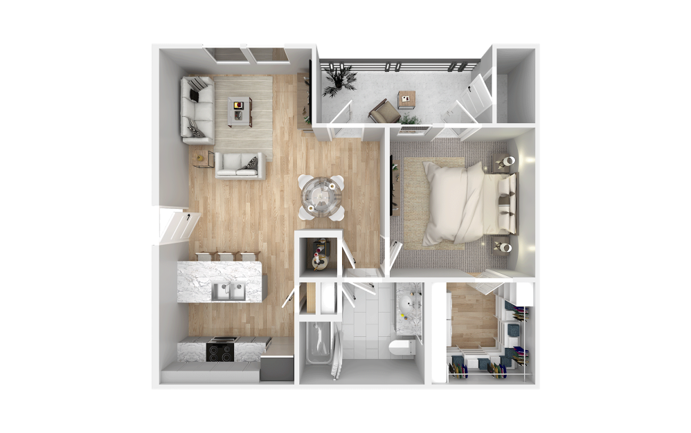 Amarillo - 1 bedroom floorplan layout with 1 bathroom and 757 square feet