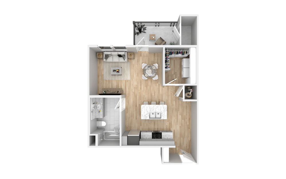 Azul - Studio floorplan layout with 1 bathroom and 658 square feet