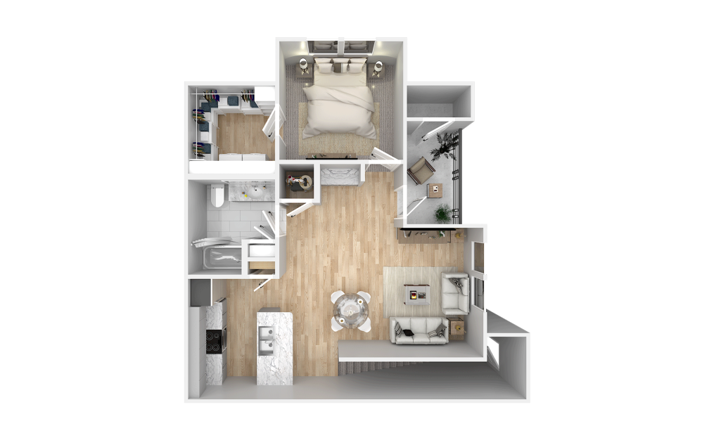 Magenta - 1 bedroom floorplan layout with 1 bathroom and 849 square feet